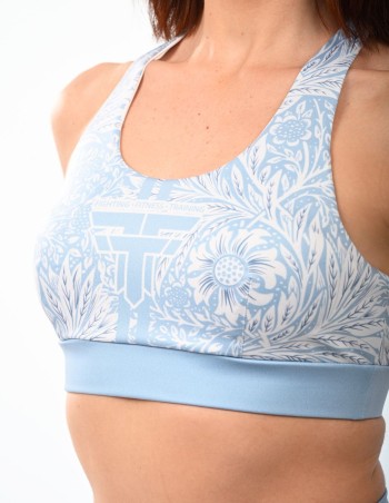 Two-Tone Athletic Sports Bra - Sky Blue / White 2
